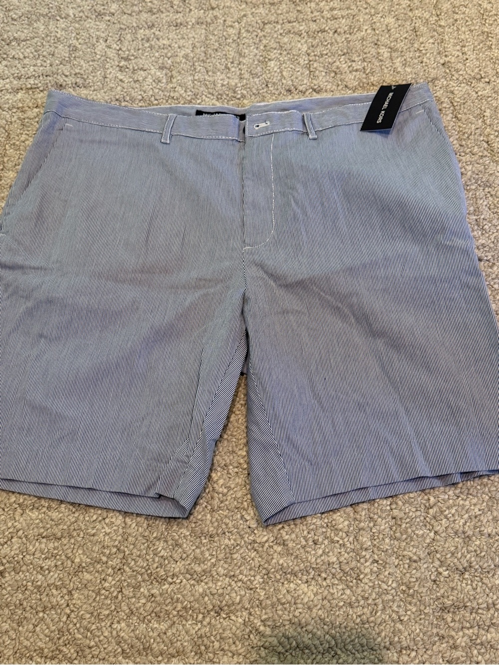 New with tags Michael Kors seersucker blue white striped shorts sz 36